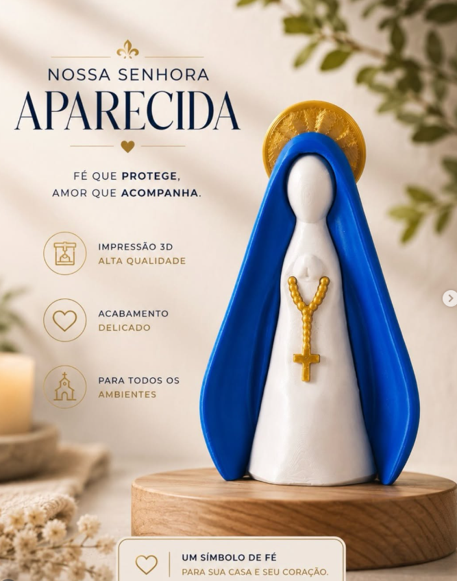Nossa Senhora Aparecida Minimalista 8cm - Impressão 3D - imagem 1